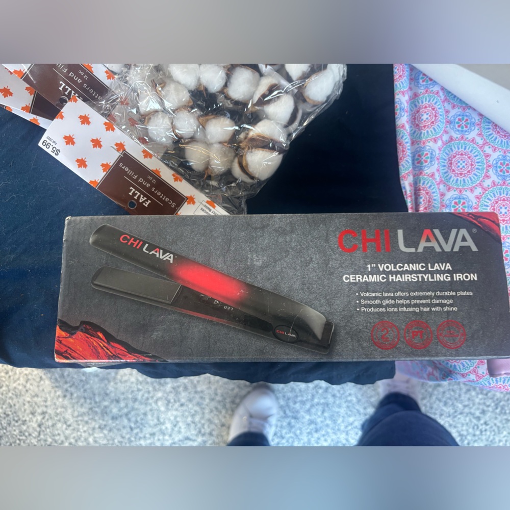 CHI LAVA 1" Volcanic Lava Ceramic Flat Iron - Black & Red